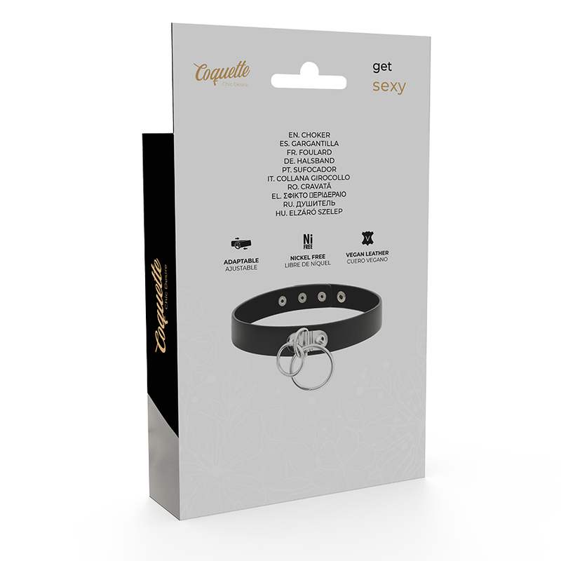 Coquette Chic Desire topelt rõngastega vegan-nahast kaelakee