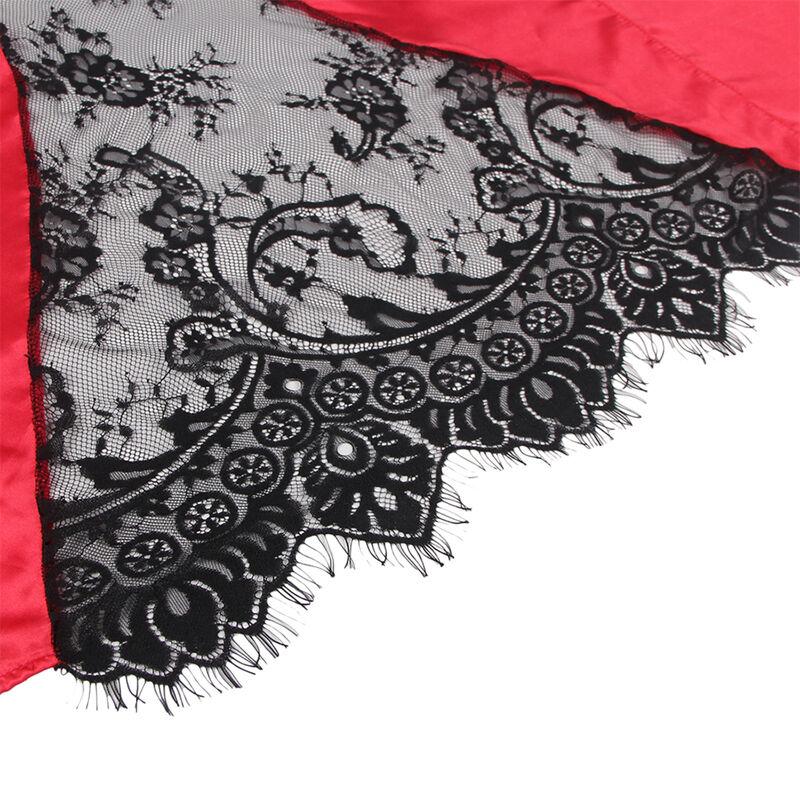 954024 Pitsiline läbipaistev tagumine kampsun ja stringid Punane/Must L/XL